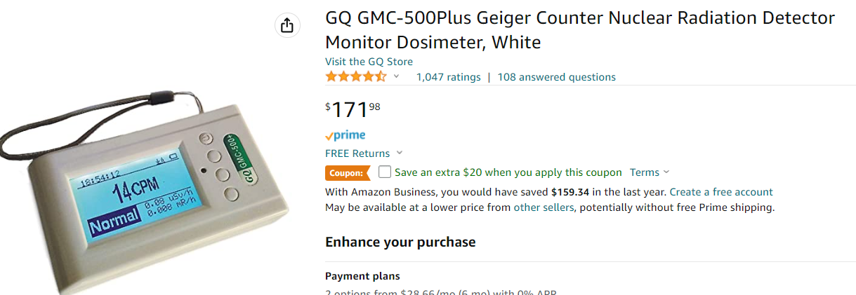2022-09-28 11_40_25-Amazon.com_ GQ GMC-500Plus Geiger Counter Nuclear Radiation Detector Monit...png