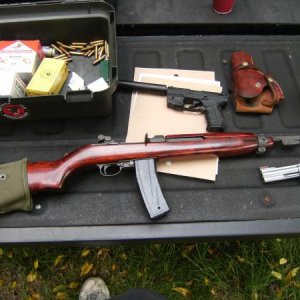 winchester 30 carbine, suppressed walther p22, and 686 plus smith&wesson