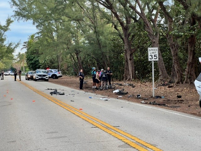 Delray Beach police respond to a crash between a car and group of cyclists on North Ocean Boulevard, right in front of Gulf Stream Golf Club, on Jan. 4, 2024 (1).jpg
