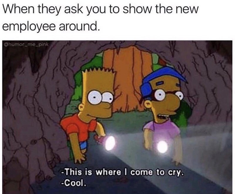 person-they-ask-show-new-employee-around-ohumor_me_pink-this-is-where-come-cry-cool